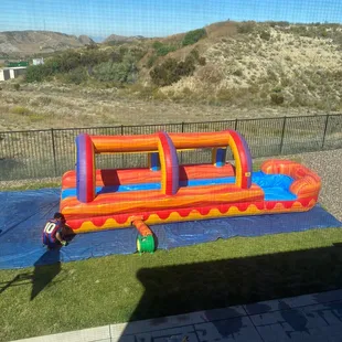 Slip n slide with pool