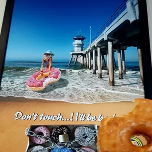 Beach poster and donuts
