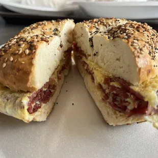 a sandwich cut in half