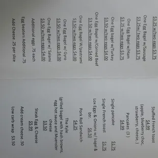 Breakfast Menu