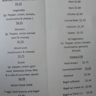 Breakfast Menu