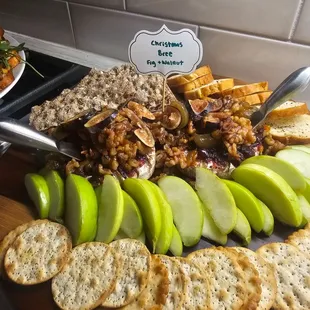 Candies Walnut and fig Christmas Brie plate with crispy tart green apples