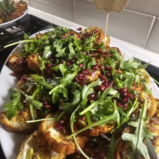Always gourmet, check out our pomegranate and pistachio crostinis.