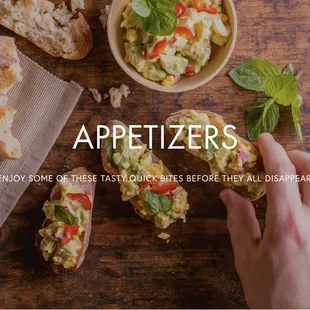 Appetizers like our bruschetta and stuffed mushrooms are so good! We can also create specialty apps upon request.