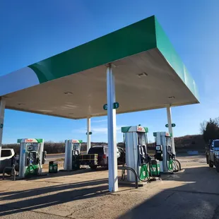 gas pumps at a gas station