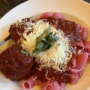 Spaghetti with Marinara Sauce and Meatballs with Gluten Free Pasta.