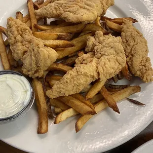 Chicken tender &amp; fries.