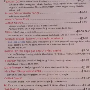 a menu for a restaurant