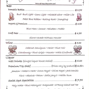 Drink menu