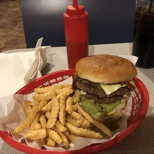 The bacon green chile double cheeseburger with guacamole. Too much for one person to eat, but worth every dollar!