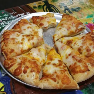 Full on cheese pizza. No sauce coming through there. It's awesome