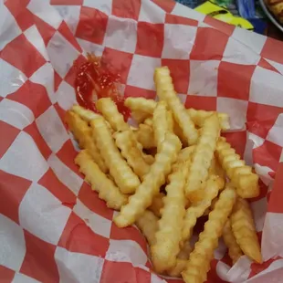 Crispy french fries hot and ready with your hot pizza.