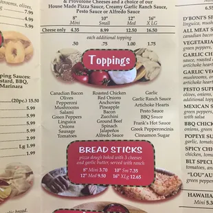D'boni's menu