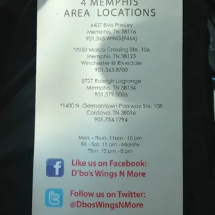 Back of menu w more info