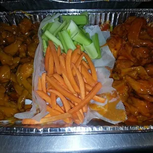 chicken wings and fried chicken, food