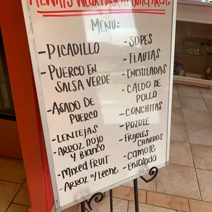 a menu for a mexican restaurant