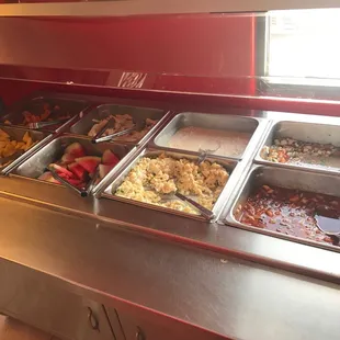 Shrimp cocktail / fish ceviche / macaroni salad / assorted fruit              Yummy