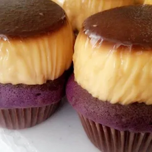 UBE flan cupcakes