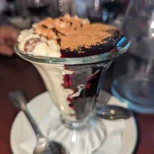 a dessert in a glass bowl