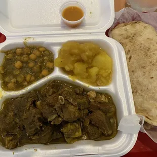 Goat curry, Channa and aloo with dhal puri. My wife had the same but in a wrap