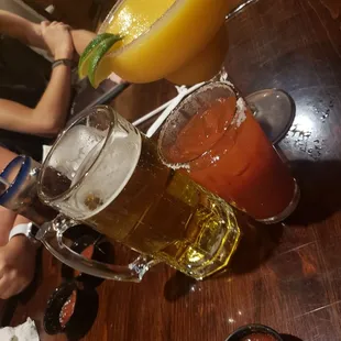 Monster Beer, monster margarita, and then there's my little bloody mary.