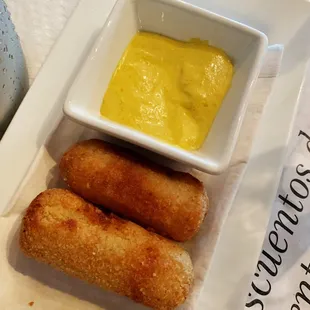 Cod croquettes with spicy mustard