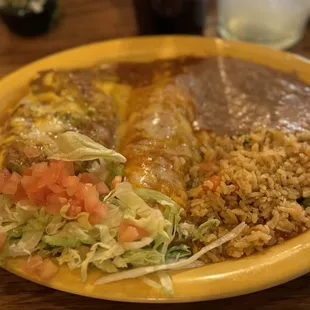 Crispy Chili Relleno and Chicken Enchilada combo