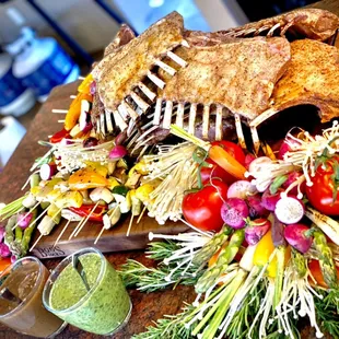 Carving station with lamb rack