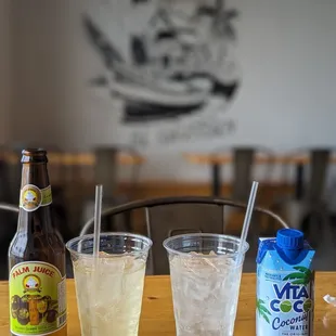 Drinks. - $4 coconut water (vita coco) - $5 Palm Juice bottle.