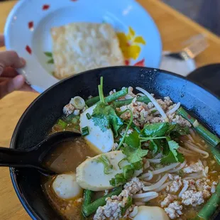 $16 Tom Yum NOODLE soup (vs soup version), pork.