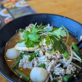 $16 Tom Yum NOODLE soup (vs soup version), pork.