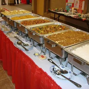 Buffet line for a nearby church catered by D. Fong's