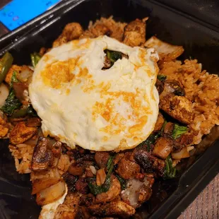 DGB Crazy Rice Eggs-ordered overeasy again got over done. Chorizo,cajun,jalapeno=not spicy whatsoever. Made me sad.