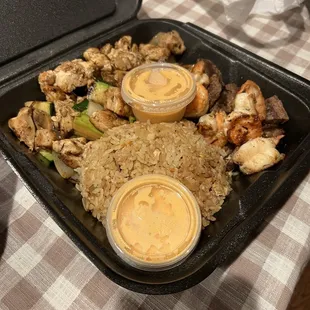 Chicken 11. Hibachi Steak, Chicken &amp; Shrimps Combo