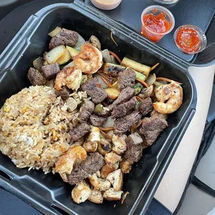 Chicken, Shrimp and Steak combo