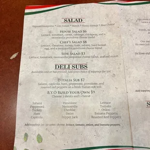 menu