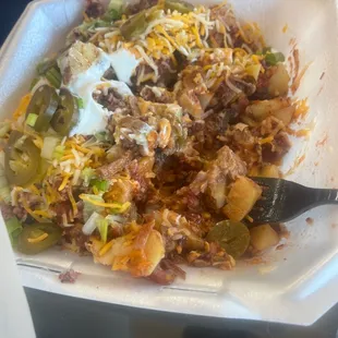 Amazing potato!! Calling all truck drivers. It's a must right down the street from the auction!