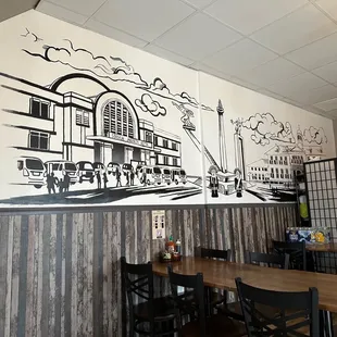 a mural on the wall