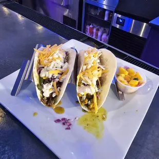 Jerk Chicken Taco and Curry Chicken Taco