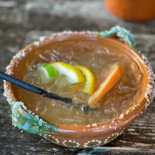 Cocktail in ceramic bowl