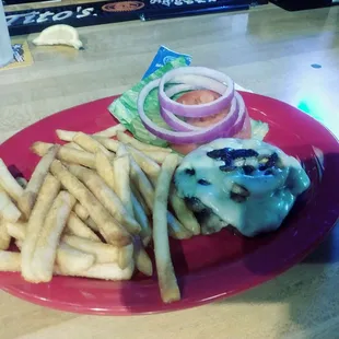 ows a burger and fries