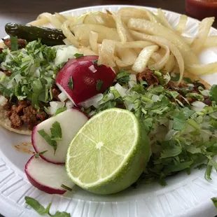 Two "mini" carnitas tacos