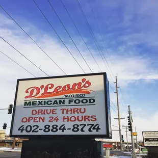 a mexican food drive thru sign