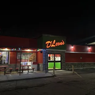 outside of restaurant at night