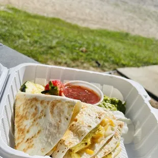 a plate of quesadillas