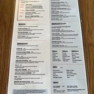 Back of Menu