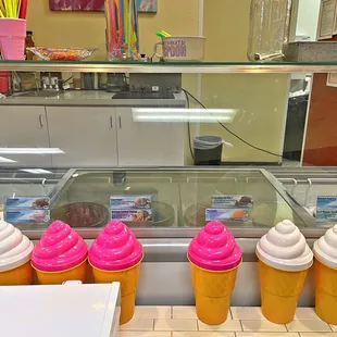 a display of ice cream cones