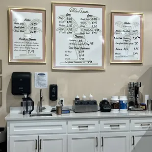 a coffee bar with coffee machines