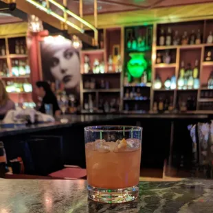 a drink in a glass