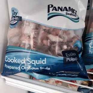 a bag of cooked squid